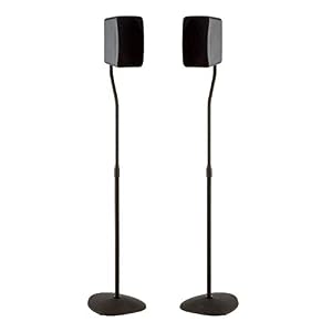 Sanus Adjustable Height Speaker Stand – Extends 28″ to 38″ – Holds Satellite & Small Bookshelf Speakers (i.e. Bose, Harmon Kardon, Polk, JBL, KEF, Klipsch, Sony and Others) – Set of 2 – Model: HTBS