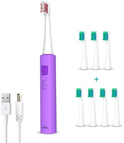 Electronic Toothbrush Ultrasonic Toothbrush Electric Toothbrush Dental Oral Hygiene purple 8 heads