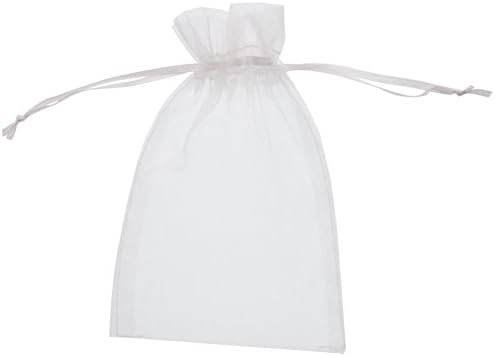 Ujoy 100Pcs 4.3x6.3 inches Sheer Drawstring Organza Jewelry Pouches Wedding Party Christmas Favor Gift Bags (White)