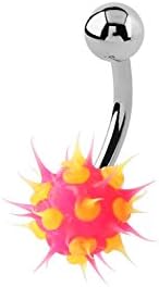 Pupick Bellybutton Ring Body Piercing Jewelry Surgical Steel Silicone Spikey Ball Navel Banana 14g Multiple Style