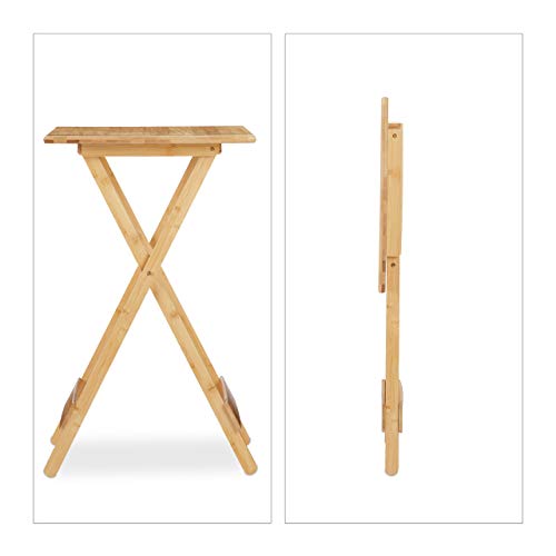 Relaxdays Klapptisch Bambus, für Wohnzimmer, Balkon & Terrasse, HxBxT: 63,5 x 48 x 38 cm, Beistelltisch klappbar, Natur – Bild 7
