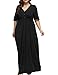 Allegrace Women's Plus Size V Neck Button up Maxi Dress Bell Sleeve Beach Long Dresses Black 4X