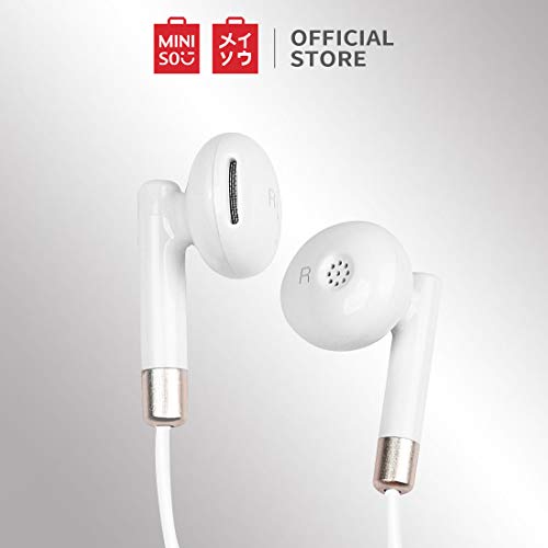MINISO Earphones, HD Sound Super Bass in-Line Mic and 3.5mm Jack Wired Mobile Earphones, White
