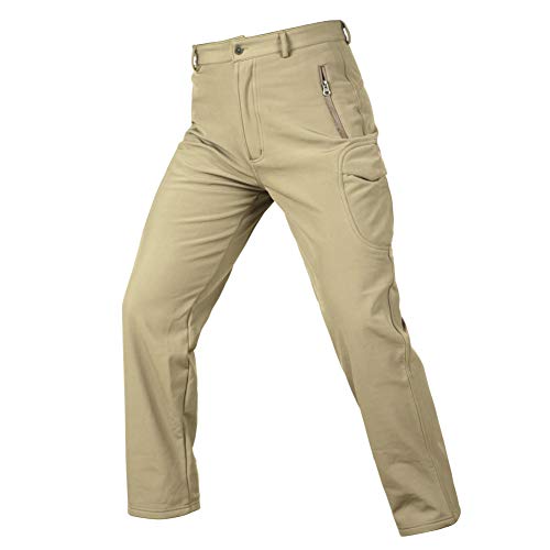 ANTARCTICA Men's Winter Fleece Lined Softshell Tactical Pants for Ski Snowboard Outdoor with Multi Pockets Khaki - Thumbnail 5