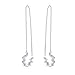AC Fashion Korean Version Chic Ear Line for Women. 925 Sterling Silver Wave Cuff Earrings Wrap Tassel Earrings for Women Threader Earrings Perfect Valentine's Day (Silver)