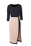 XQS Womens Short Sleeve Contrast Color Bodycon Pencil Dress