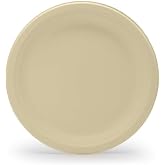 Tellus 10 Inch Disposable Plates, 125 Count, Compostable Plant Fiber | Made in the USA with globally sourced plant fibers, BPI certified ASTM D6868, CMA and kosher, no added PFAS, durable design