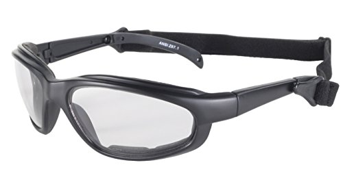 Pacific Coast Freedom Padded Riding Sunglasses with Detachable Strap (Black Frame/Clear Lens)