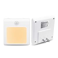 Plug-in Motion Sensor Night Light, Adjustable Brightness Warm White LED Nightlight for Kitchen, Hallway, Stairway, Bathroom, Bedroom (2 Pack)