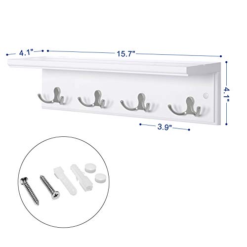 Shelf With Hooks Wall-Mount Coat Rack, Oval Hook Rail, Metal