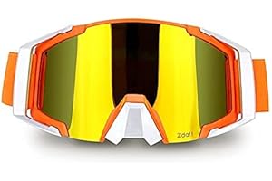 Zdatt Motocross Goggles Dirtbike ATV Motorcycle Goggles UV400 Ski Goggles Anti-Slip Strap Nose Cover Fit Glasses Helmet