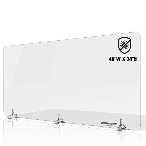 GUARDMATE Premium Plexiglass Shield Sneeze Guard 48"W x 24"H L