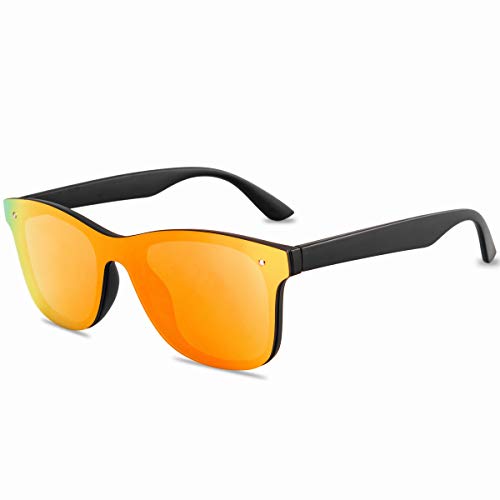 Rimless Mirrored Lens One Piece Sunglasses UV400 Protection for Women Men (red+blue+green) - Thumbnail 3