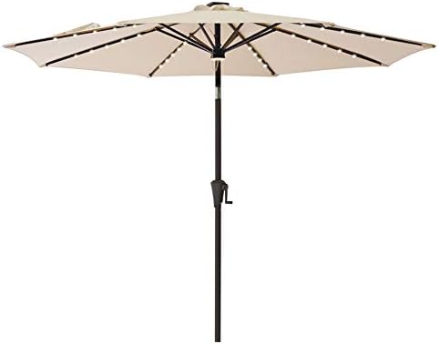 Amazon Com C Hopetree 10 Ft Outdoor Patio Market Umbrella With Solar Led Lights And Tilt Beige Garden Outdoor