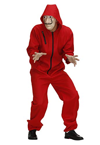Halloween Costume Mens Red Coverall Long-Sleeve Jumpsuit with Mask Adult Cosplay Costumes L - Thumbnail 6