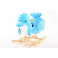 DanyBaby Premium Plush Rocking Horse,Wooden Bear Rocker w/Sound,Stuffed Rocking Animal,Christmas/Birthday Gift,Baby/Kid Ride On Toy for 1 to 3 Years Old-ASTM Child Safety Standards Approved (Dolphin)