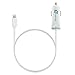 iPhone 7 6s Car Charger, Lentus Lightning Car Charger Adapter for iPhone 7 6/6s 6 Plus with extra 2.1A High Speed USB port, White (White)