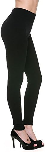 Fleece Lined Winter Leggings for Women - Regular Size High Waisted Slimming Tights (Pitch Black)