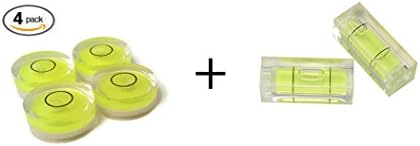 18mm x 9mm Circular Bubble Spirit Level Plus Magnetic Square Level for Tripod, Phonograph, Turntable Etc. (4-pack w/Square)
