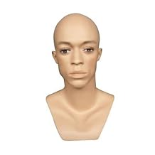 Cabeza de maniquí realista de fibra de vidrio para hombre, sombrero, bufanda