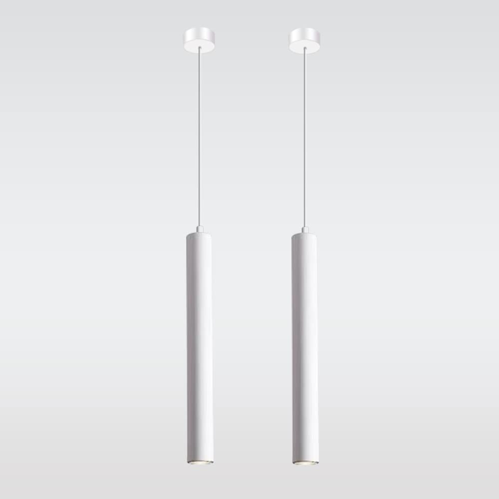 Vecys 2PCS Modern White Cylinder Pendant Light with 3W COB Patch LED Light Long Tube Chandelier φ4*30.5CM for Indoor Kitchen Island Dining Room Shop Bar Counter