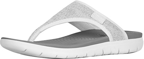 FitFlop Women's Uberknit Toe Thong Sandals Urban White/Silver 9 M US