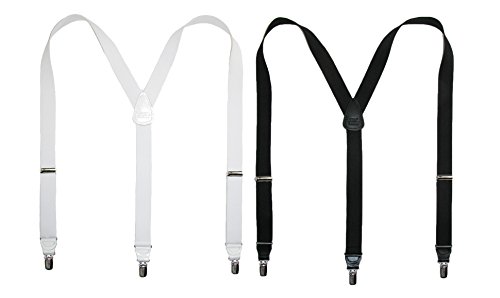 CTM Men's Big & Tall Elastic Clip End Premium Solid Suspenders, Black