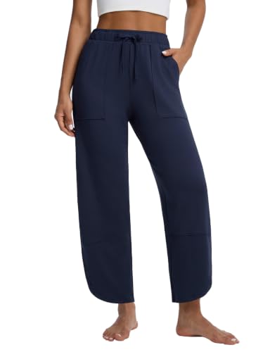 baleaf Womens Barrel Pants Petite Travel Pants with Pockets Navy Blue XS at Amazon