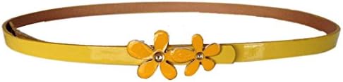 IUNEED Fashion Women's Flower Joker Waist Belt Narrow Skinny Low Waist Thin Leather Loop (Yellow)