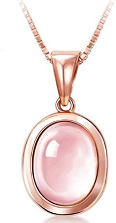 Sale! Vintage Accent Oval Pink Quartz 18k Rose Gold Pendant Necklace