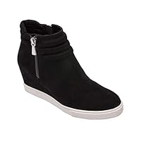 Linea Paolo Flo - Waterproof Zip-Up Leather Platform Wedge Bootie Sneaker Comfortable Ankle Rain Boot Black Waterproof Oiled Leather 7.5M