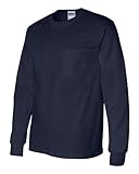 Gildan Men's Ultra Cotton Long Sleeves Pocket T-Shirt_Navy_2XL