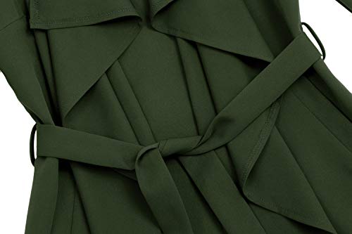 FISOUL Women's Casual Long Sleeve Lapel Outwear Trench Coat Cardigan (Army Green, S)