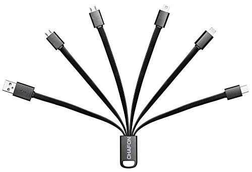 CHAFON Multi Charging Cable 6 in 1 with USB 2.0,Type C,Micro B,Mini B Connectors Compatible with Android, Samsung, HTC, Nokia, Sony and More- Black - Thumbnail 7