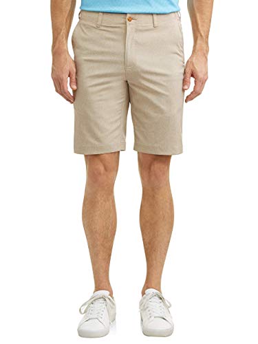 Ben Hogan Men's Performance Flat Front Active Flex Waistband Golf Short (34, Khaki Heather)
