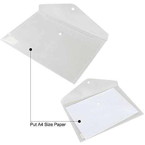 Poly Envelope, Clear Plastic Envelope Folder with Button Closure, 20PCS