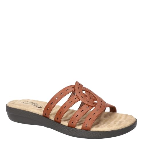 Easy Street Women’s Cammie Slide Sandal, Cognac, 9.5 X-Wide