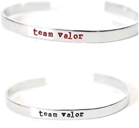 team valor adjustable aluminum metal stamped cuff bracelet