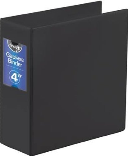 Find It Heavy Duty Flat Binder, 4 Inches, Non-View, Black (FT07094)