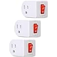 Electes 3 Prong Grounded Single Port Power Adapter with Red Indicator On/Off switch {Value! 3 Pack}