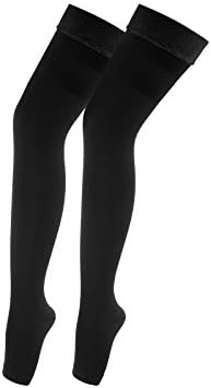 Veencare, Open Toe, Thigh High, 20-30 mmHg, Compression Socks, Medical, Pregnancy, Athletic, Varicose Vein, Edema, Travel, Nursing, Black, X-Large, Unisex