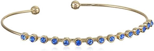 Oroclone 14k Gold Plated Sapphire Swarovski Bangle Bracelet