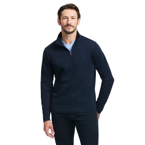 SAKS Fifth Avenue Men's Pique Quarter-Zip Pullover, Premium Cotton Blend Knit T…