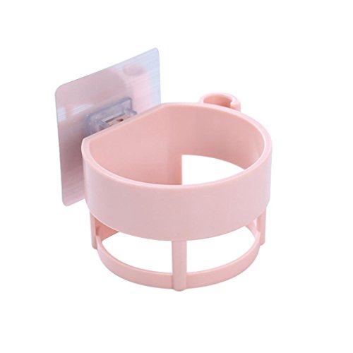 Clearance! Auwer Auwer Wall Hair Blow Dryer Rack Blow Hair Dryer Holder Wall Mounted Sucker Space Bathroom Storage Organizer (Pink)