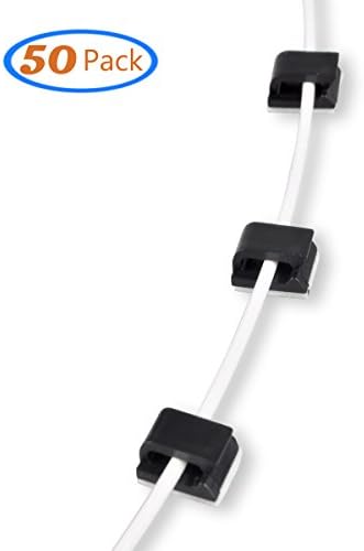 Cable Clips Organizer - Cord Management Clamps, Desktop Cord Holder Hider, Conshine Self Adhesive Charging Cable Management System for Car, Office and Home (50-Pack)