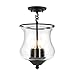 Amazon Brand – Ravenna Home Clear Glass Semi-Flush Mount Pendant Ceiling Light Fixture with LED Bulb - 8.5 x 8.5 x 14.75 Inches, Dark Bronze