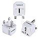 TESSAN Grounded Universal Travel Plug Adapter USA to UK Travel Prong Converter Adapter Plug Kit for UK (TypeG) - 3 Pack(WHITE)
