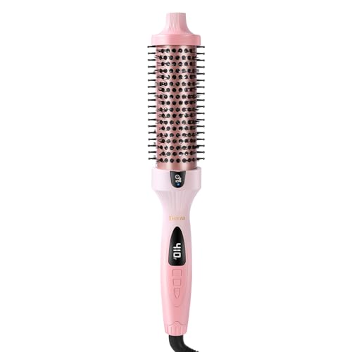 Dovza Blowout Boost Thermal Brush - 1.5 Inch Thermal Brush & Curling Iron for Voluminous Blowout, Dual Voltage, Ceramic Tourmaline & Negative Ion, 5 Heat Settings