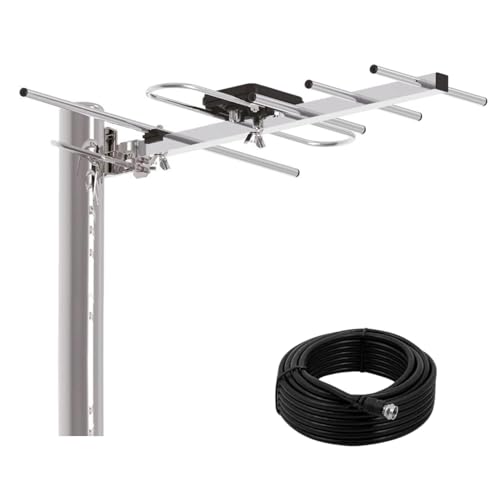 LINK BITS HD005 Antena Exterior aérea HDTV de Largo Alcance, Alcance Amplificado, 12 Elementos, Alta definición, (fácil de Instalar).