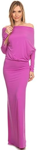 MULTI WAY Reversible PLUNGING Convertible MAXI DRESS Off One Shoulder Halter - Magenta - Medium